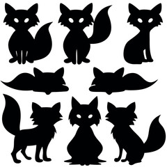 Set of foxes silhouettes