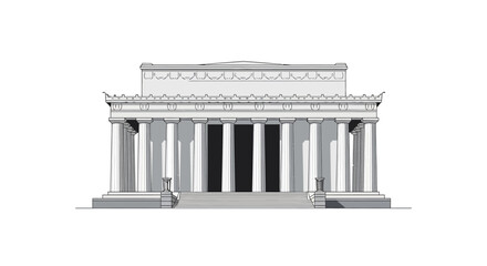 Fototapeta premium Architectural rendering of a grand classical building with columns and steps