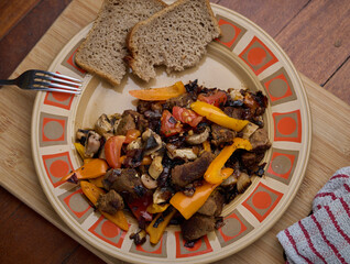 Rustic Homemade Meat and Vegetable Dinner Plate