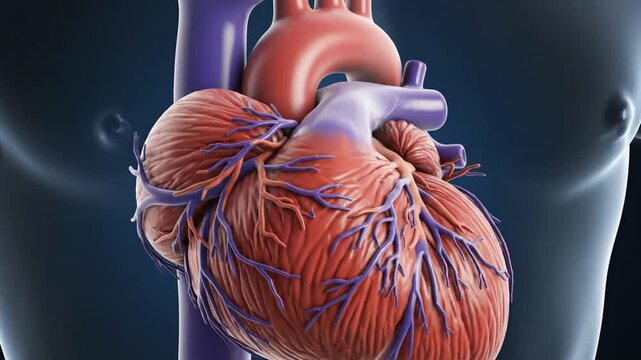 Detailed digital illustration of human heart anatomy and structure