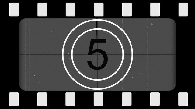 Film countdown vintage retro old movie cinema classic intro, suitable for historical documentaries, movie openings, retro themed projects, and video transitions.