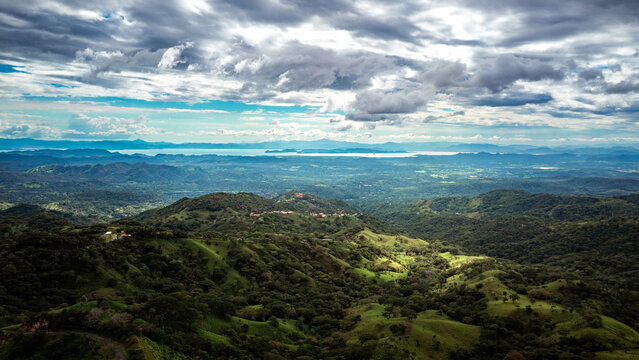 Drone view of the beautiful landscape of Costa Rica near Tres Hermanos