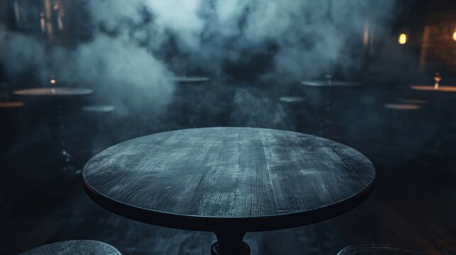 Empty dark restaurant table