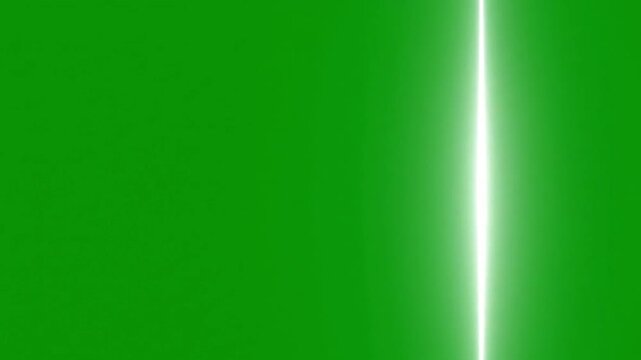 Vertical White Light Beam Scanning on Green Screen Chroma Key, Futuristic Laser Line Animation, Glowing Neon Bar Moving Sideways, Sci-Fi Scanner Effect for Compositing