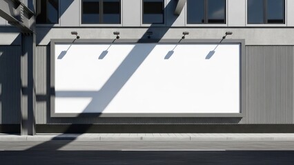 Fototapeta premium Modern billboard on a building exterior, blank for advertisement, with light and shadow