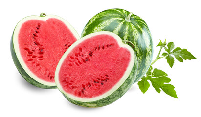 half of watermelon isolated on white background. clipping path