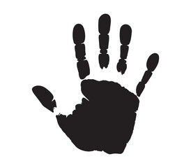 Handprint silhouette, palm imprint symbol for identity and connection