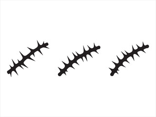 Obraz premium Thorn Branch Silhouette Set, Thorn branch silhouettes, circular thorn rings, black vector thorns, sharp botanical elements, tattoo vector design