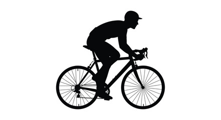 Fototapeta premium A cyclist rides a road bike in profile showcasing dynamic movement and athletic form a striking silhouette high quality professional detailed