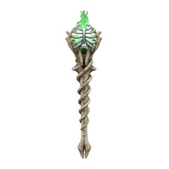 Obraz premium Macabre Skeleton Rib Cage Staff with Green Flame