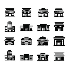 Fototapeta premium store icon silhouette vector illustration design
