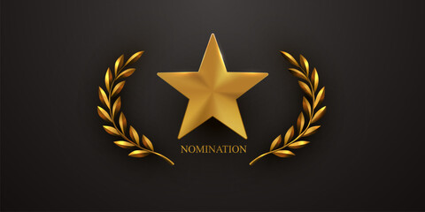 Golden star award with laurel wreath and nomination text. © hobbitfoot