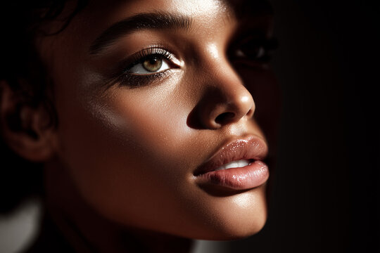  Dramatic editorial beauty portrait with cinematic lighting.
