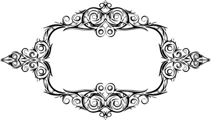 A beautiful black and white ornate frame with floral designs and swirling patterns