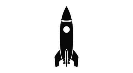 A stark black rocket ship stands prominently against a white background a powerful silhouette high quality professional detailed modern elegant stylish clean © CreativeAlim02