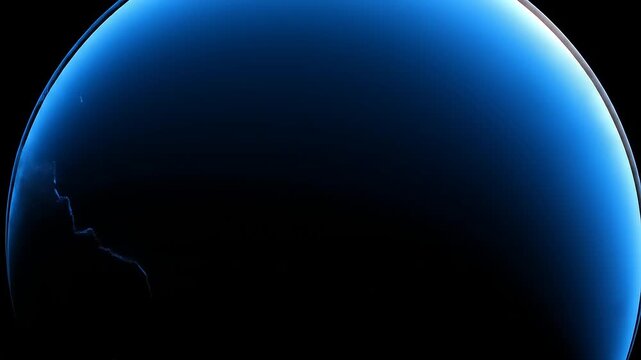 A blue sphere with a bright outline against a dark background, suggestive of a planet or globe