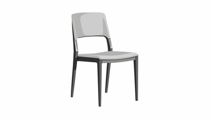 Fototapeta premium Modern Gray Upholstered Dining Chair with Dark Legs.