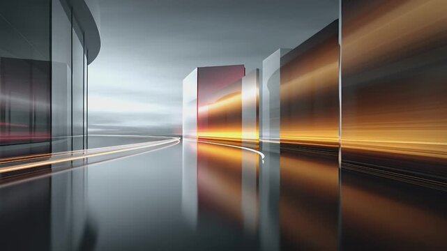 Abstract Architectural Reflections: A mesmerizing display of modern architecture, featuring clean lines, reflective surfaces, and dynamic light effects, creating a sense of futuristic elegance.