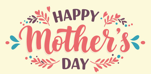 Fototapeta premium Happy mother s day greeting card with floral design