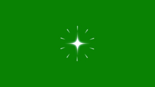White vector doodle twinkling stars animation with blinking retro sparkle, smooth looping motion, glowing light shine and soft glitter effects on flat green screen background in cinematic 4k