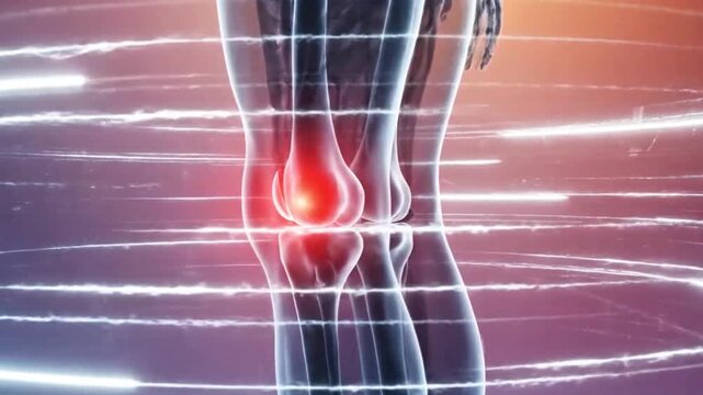 A medical video illustrating the human knee joint and nerve endings