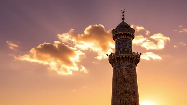 Cloud moving behind minaret
