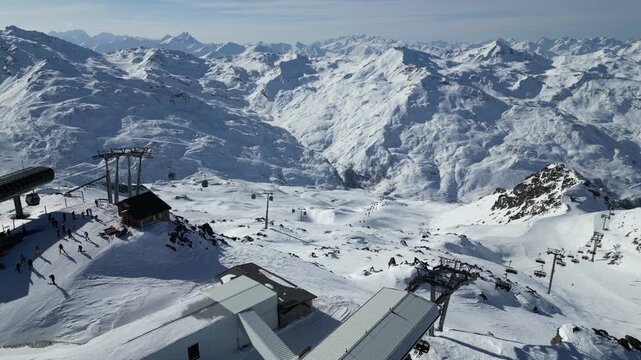 Aerial view of Skiing area of Les Trois Vallees or The 3 Valleys, France