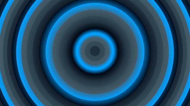 Abstract radial gradient rings background with vibrant grey and blue colors 4k