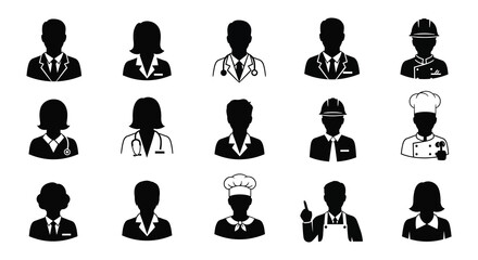 Obraz premium Diverse group of professional people depicted in a stark black silhouette