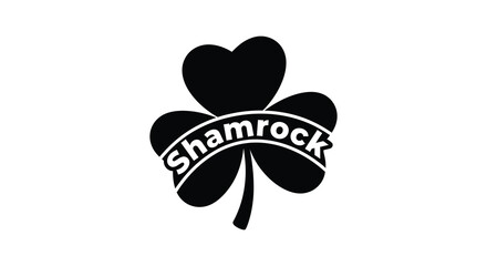 Black four leaf clover design against a white background a striking silhouette © Rina