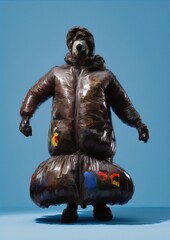 Obraz premium Plastic bag figurine with colorful trash puffs