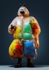 Obraz premium Plastic bag figurine with colorful trash puffs