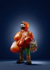 Obraz premium Plastic bag figurine with colorful trash puffs