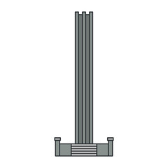 Naklejka premium Tall monument column on stepped pedestal. Illustration. Object isolated on white background. City landmark, history, memorial.