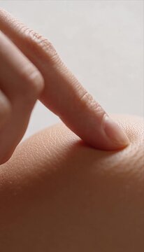 Macro finger touch skin texture closeup detail soft pressure human body care healthcare gentle contact sensitivity female hand soft skin close up natural light minimal sensual smooth wellness