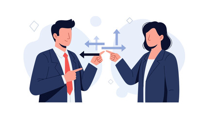 Business People Exchanging Ideas and Direction with Arrows