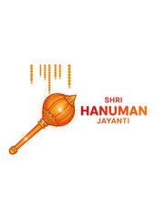 Traditional illustration showing golden mace symbol of Lord Hanuman with festive decoration representing devotion strength faith and Hanuman Jayanti celebration background