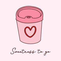 Pink Coffee Cup Heart Vector