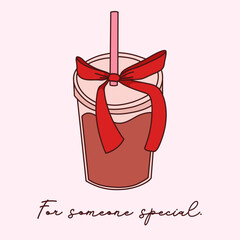 Iced Coffee Red Bow Vector