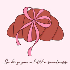 Chocolate Croissant Bow Vector