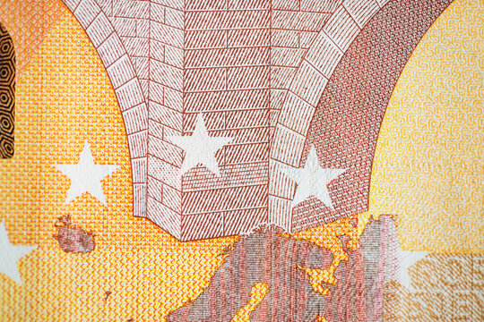 Macro Close Up of Fifty Euro Banknote Currency Detail