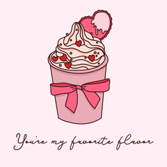 Valentine ice cream cup with hearts
