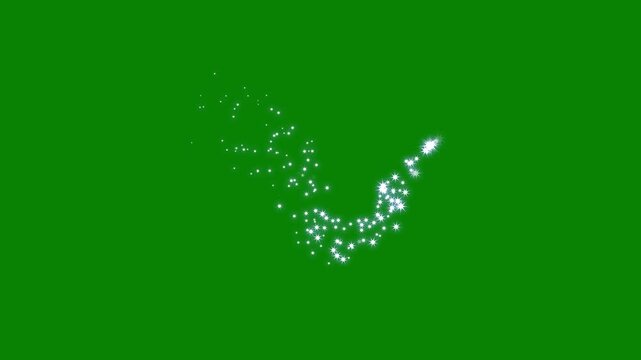 4k twinkling magic dust animation, white glitter sparkles star line trail, fairy sparkle stars shine, smooth glowing particles motion, seamless fantasy effect on green screen overlay