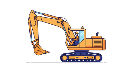 Yellow Excavator Machine Heavy Equipment.