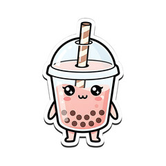 bubble or boba drink illustration vector sticker