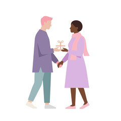 Obraz premium Couple exchanging gifts for Valentine's Day