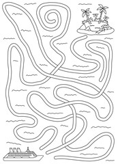 Cruise maze graphic black white sketch vertical illustration vector 