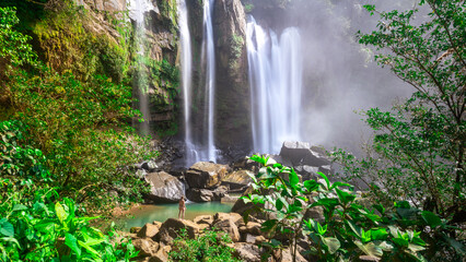 Beautiful Nauyaca Falls waterfall at the river Río Barú near Dominical in Costa Rica