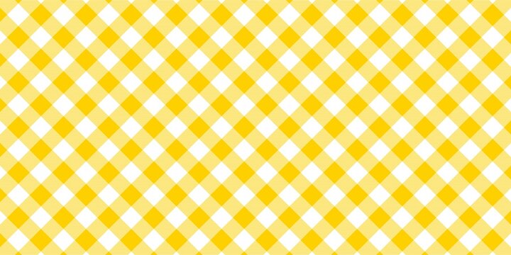 yellow and white checkered gingham texture. Bold diagonal picnic pattern for bright summer textiles and creative backgrounds.