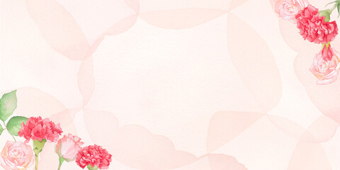 カーネーションの水彩ボタニカルフレーム